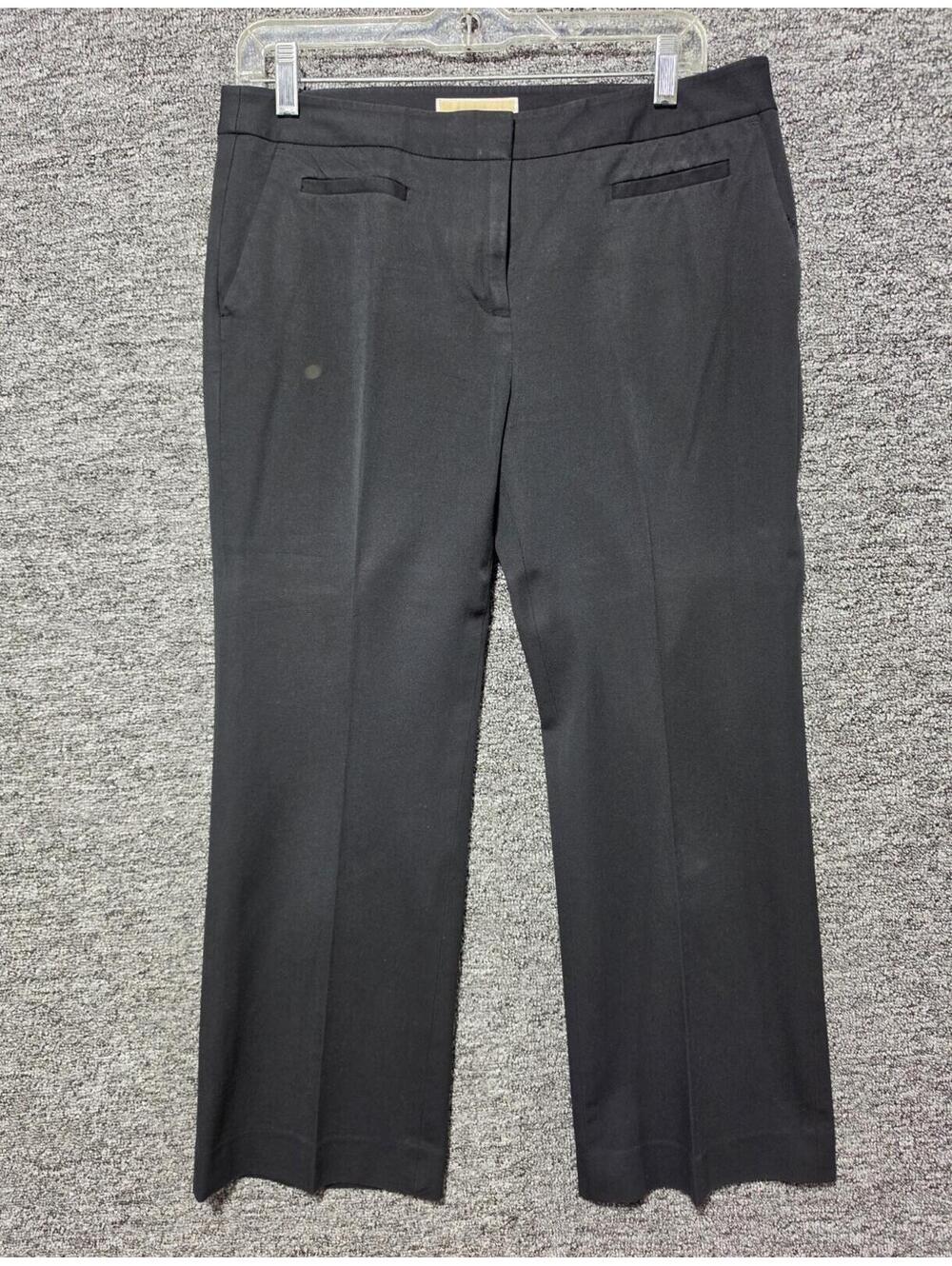 Michael Kors Black Twill Women's Dress Pants Regular Fit Stretch Pockets Zip